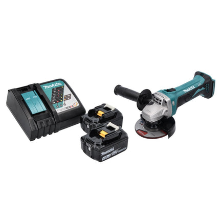 Smerigliatrice angolare a batteria Makita DGA 452 RM 18 V 115 mm + 2x batteria 4,0 Ah + caricabatterie