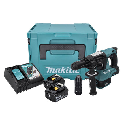 Makita DHR 243 RGJ Martello perforatore a batteria 18 V 2,0 J SDS plus Brushless + 2x batteria 6,0 Ah + caricabatteria + Makpac