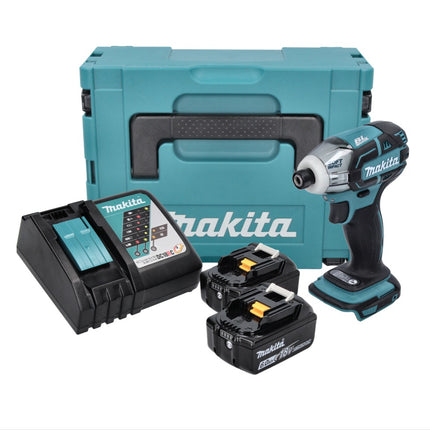 Makita DTS 141 RGJ cordless impulse screwdriver 18 V 40 Nm 1/4" brushless + 2x rechargeable battery 6.0 Ah + charger + Makpac
