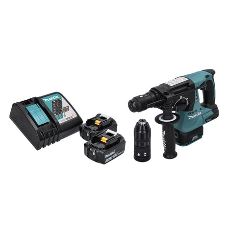 Makita DHR 243 RF cordless hammer drill 18 V SDS plus Brushless + 2x rechargeable battery 3.0 Ah + charger