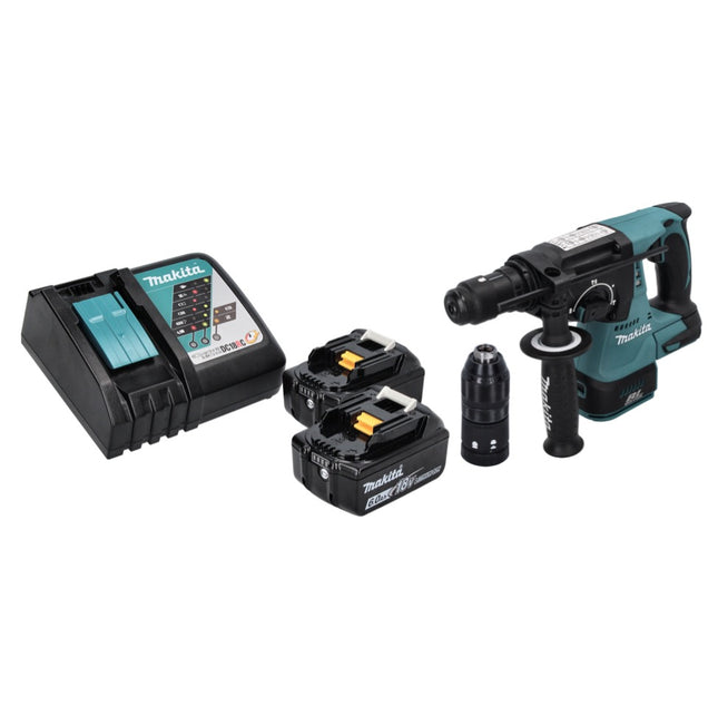 Makita DHR 243 RG cordless hammer drill 18 V SDS plus brushless + 2x rechargeable battery 6.0 Ah + charger