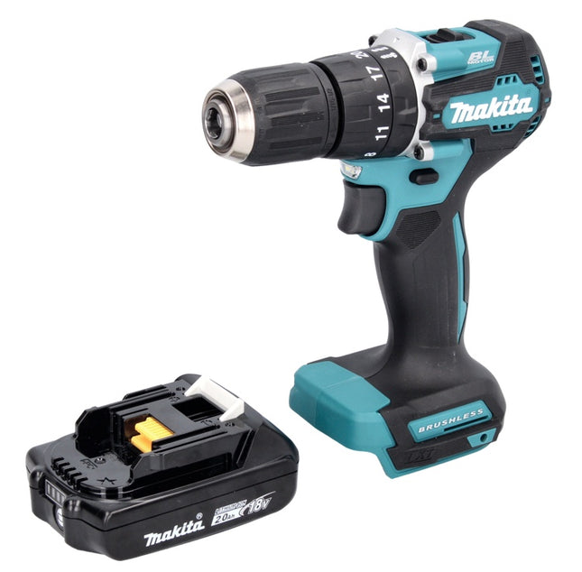 Taladro de percusión sin cable Makita DHP 487 A1 18 V 40 Nm sin escobillas + 1x batería recargable 2,0 Ah - sin cargador