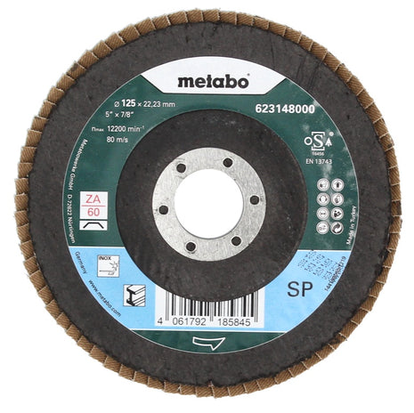 Metabo Disque à lamelles, P 60 125 mm 22,23 mm (10 x 623148000) pour meuleuse d'angle