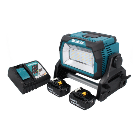 Makita DML 809 RT Projecteur de chantier LED sans fil 18 V 10000 lm + 2x batterie 5,0 Ah + chargeur