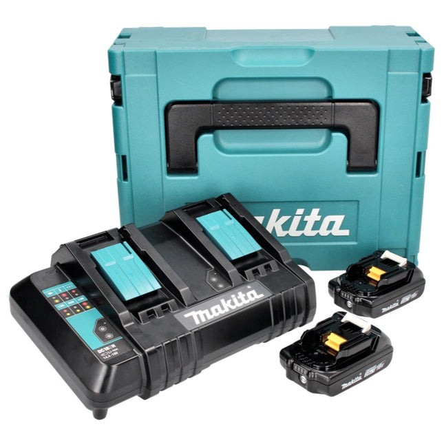 Makita Power Source Kit 18 V con 2x BL 1820 B 2.0 Ah batería ( 197254-9 ) + DC 18 SH cargador doble ( 199687-4 ) + Makpac