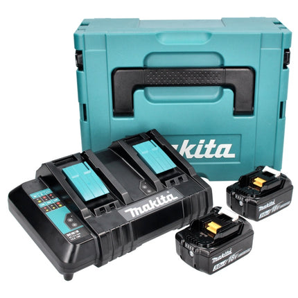 Makita Power Source Kit 18 V con 2x BL 1830 B 3.0 Ah batería ( 197599-5 ) + DC 18 SH cargador doble ( 199687-4 ) + Makpac