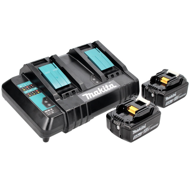 Makita Power Source Kit 18 V con 2x batería BL 1850 B 5.0 Ah ( 197280-8 ) + cargador doble DC 18 SH ( 199687-4 )