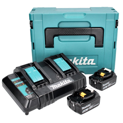 Makita Power Source Kit 18 V con 2x BL 1850 B 5.0 Ah batería ( 197280-8 ) + DC 18 SH cargador doble ( 199687-4 ) + Makpac