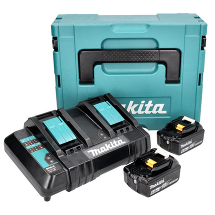 Makita Power Source Kit 18 V con 2x BL 1860 B 6.0 Ah batería ( 197422-4 ) + DC 18 SH cargador doble ( 199687-4 ) + Makpac