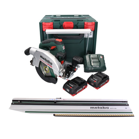 Metabo KS 18 LTX 66 BL Akku Handkreissäge 18 V 165 mm + 2x Akku 4,0 Ah + Ladegerät + Kappschiene + metaBOX