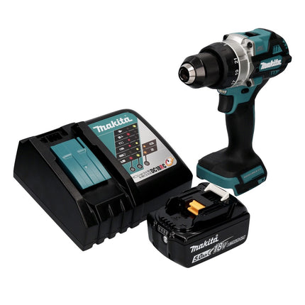 Taladro atornillador a batería Makita DDF 486 RT1 18 V 130 Nm sin escobillas + 1x batería recargable 5,0 Ah + cargador
