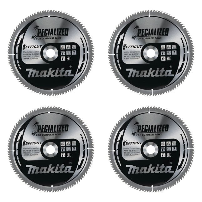 Makita CMSXF305100G Hoja de sierra SPECIALIZED EFFICUT 305 x 2,15 x 30 mm 4 piezas (4x B-67321) 100 dientes para madera