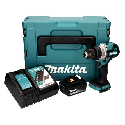 Taladro atornillador a batería Makita DDF 486 RT1J 18 V 130 Nm sin escobillas + 1x batería recargable 5,0 Ah + cargador + Makpac