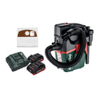Metabo AS 18 HEPA PC Aspirador de batería compacto 18 V 6 l Aspirador en seco y húmedo con función de soplado + 2x baterías 4,0 Ah + cargador + 5x bolsas de filtro