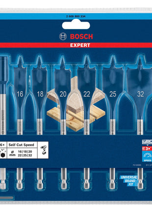 Bosch EXPERT SelfCut Speed Flachfräsbohrer Set 16 - 32 mm 7 tlg. ( 2608900334 ) für Holz - Nachfolger von 2608587009