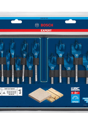 Bosch EXPERT SelfCut Speed ​​juego de brocas de fresado plano 10 - 32 mm 13 piezas (2608900336) para madera - sucesor de 2608587010