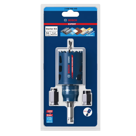 Bosch EXPERT Juego básico de sierra perforadora para materiales resistentes, 51 x 60 mm, carburo (2608900449), universal, sucesor de 2608594252