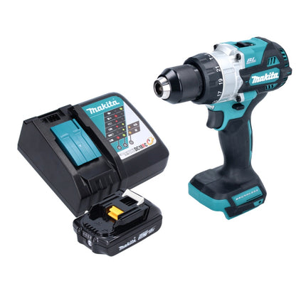 Taladro de percusión sin cable Makita DHP 486 RA1 18 V 130 Nm sin escobillas + 1x batería recargable 2,0 Ah + cargador