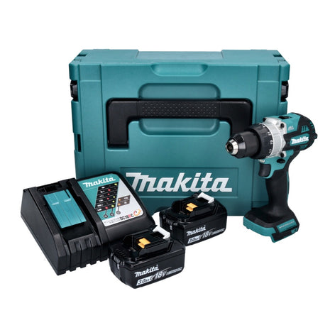 Makita DHP 486 RFJ trapano a percussione a batteria 18 V 130 Nm brushless + 2x batteria ricaricabile 3,0 Ah + caricabatterie + Makpac