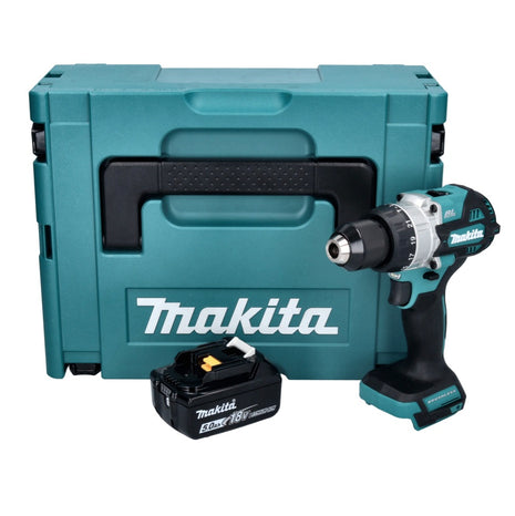 Makita DHP 486 T1J Perceuse-visseuse à percussion sans fil 18 V 130 Nm Brushless + 1x batterie 5,0 Ah + Makpac - sans chargeur