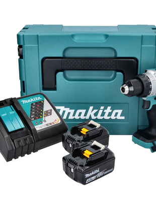 Makita DHP 486 RMJ trapano a percussione a batteria 18 V 130 Nm brushless + 2x batteria ricaricabile 4,0 Ah + caricabatterie + Makpac