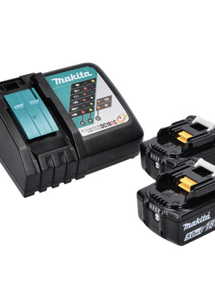 Makita DHP 486 RTJ Trapano avvitatore con percussione a batteria 18V 130Nm Brushless + 2x Batterie 5,0 Ah + Caricabatterie + Valigetta Makpac