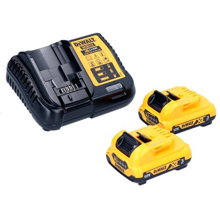 Trapano avvitatore a batteria DeWalt DCD 703 L2T 12 V 57,5 Nm + 2 batterie da 3 Ah + caricabatterie + valigetta TSTAK + adattatore per mandrino 4x