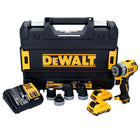 Trapano avvitatore a batteria DeWalt DCD 703 L2T 12 V 57,5 Nm + 2 batterie da 3 Ah + caricabatterie + valigetta TSTAK + adattatore per mandrino 4x