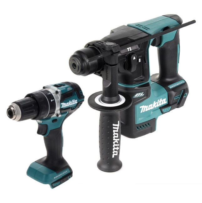 Makita DLX 2278 Cordless Combo Kit Brushless + DHP 484 Trapano a percussione 54 Nm + DHR 171 Martello rotante 1,2 J Solo - senza batteria, senza caricabatterie