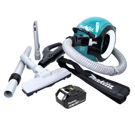 Aspirador de batería Makita DCL 501 G1 18 V sin escobillas + 1x batería 6,0 Ah + accesorios - sin cargador