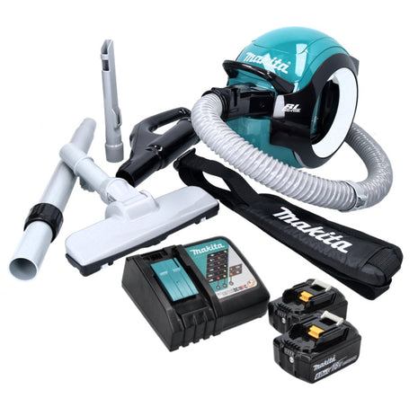 Makita DCL 501 RG Akku Staubsauger 18 V Brushless + 2x Akku 6,0 Ah + Ladegerät + Zubehör