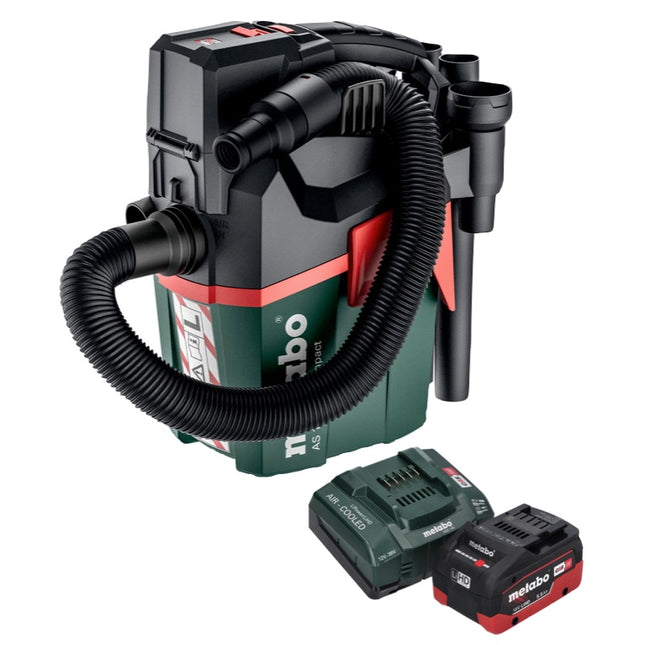 Metabo AS 18 L PC Aspirador compacto sin cable 18 V 6 l IPX4 clase de polvo L en seco y húmedo + 1x batería recargable 5,5 Ah + cargador