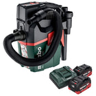 Metabo AS 18 L PC Aspirador compacto sin cable 18 V 6 l IPX4 clase de polvo L en seco y húmedo + 2x batería recargable 8,0 Ah + cargador