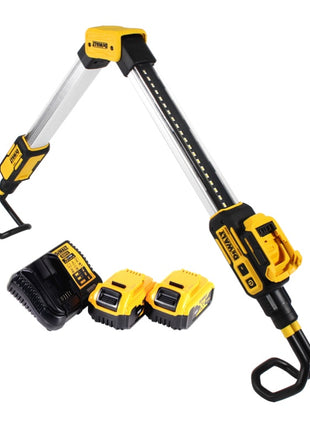 DeWalt DCL 045 P2 Lampe LED sans fil 1700 lm pour capot, 12/18 V + 2x Batteries 5,0 Ah + Chargeur + Support rotatif 0-360 degrés