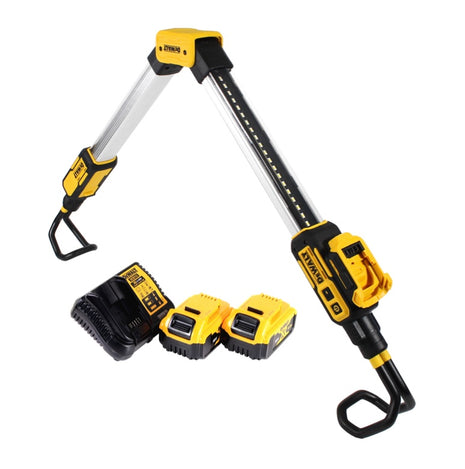 DeWalt DCL 045 P2 Lampe LED sans fil 1700 lm pour capot, 12/18 V + 2x Batteries 5,0 Ah + Chargeur + Support rotatif 0-360 degrés