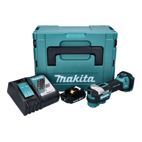 Makita DTM 52 RA1J cordless multifunction tool 18 V Starlock Max Brushless + 1x rechargeable battery 2.0 Ah + charger + Makpac