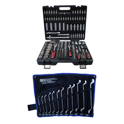 KS Tools Coffret de douilles - 1/4" / 3/8" / 1/2" - 179 pcs. + BGS technic Clés à œil doubles - 12 pcs. (917.0779)  (1214)