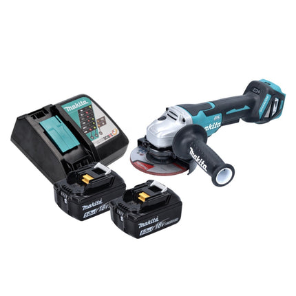 Amoladora angular a batería Makita DGA 515 RT 18 V 125 mm sin escobillas + 2x baterías 5,0 Ah + cargador