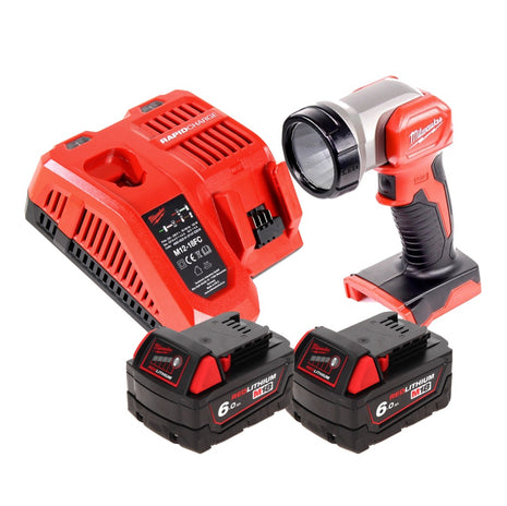 Milwaukee M18 TLED LED Torch + 2x Batteries 6.0 Ah + Charger