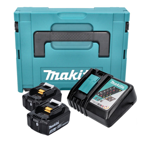 Kit alimentatore Makita 18 V ( 197952-5 ) con 2x batteria BL 1830 B 3,0 Ah + caricatore DC 18 RC + Makpac