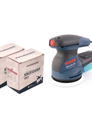 Bosch GEX 125-1 AE Exzenterschleifer 250 Watt 125 mm ( 0601387500 ) + 2x Toolbrothers TURTLE Schleifset - Toolbrothers