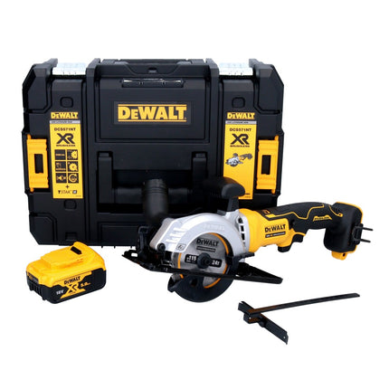 Sierra circular sin cable DeWalt DCS 571 18 V 115 mm sin escobillas + 1x batería 5,0 Ah + TSTAK - sin cargador
