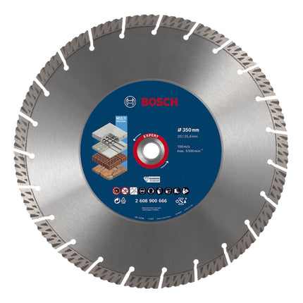 Bosch Expert MultiMaterial Disque à tronçonner diamanté, 350 x 3,3 x 25,40 mm, Diamond Technology -  pour scies sur table / scies à essence (2608900666)