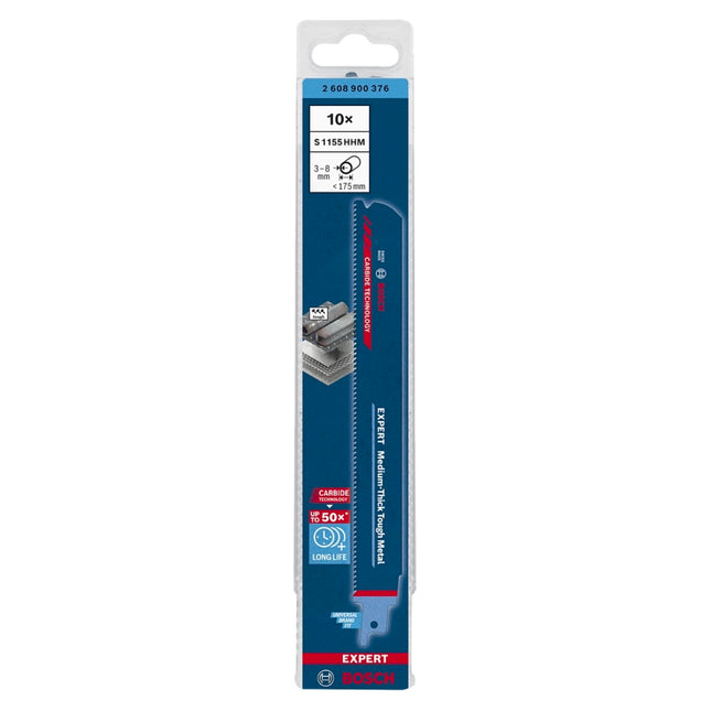 Bosch EXPERT Medium Thick Tough Metal S 1155 HHM reciprocating saw blade 225 mm 10 pcs. ( 2608900376 ) Carbide Technology