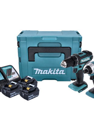 Makita DLX 2127 J1 cordless combo kit DDF 482 Z cordless drill + DTD 152 cordless impact wrench + 3x rechargeable battery 3.0 Ah + charger + Makpac