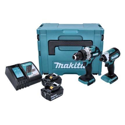 Makita DLX 2432 TJ cordless combo kit DDF 486 cordless drill driver + DTD 153 cordless impact driver + 2x rechargeable battery 5.0 Ah + charger + Makpac