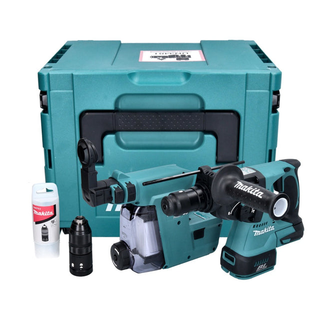 Taladro percutor inalámbrico Makita DHR 243 ZJW 18 V 2.0 J SDS plus sin escobillas + aspiración + Makpac - sin batería, sin cargador