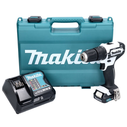 Makita HP 333 DSAW Trapano avvitatore a percussione a batteria 12 V 30 Nm Bianco + 1x batteria 2,0 Ah + caricabatteria + valigetta