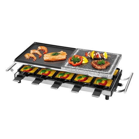 ProfiCook PC-RG 1144 Raclette Grill 2 in 1 Naturgrillstein Wendegussplatte 1700 W für bis zu 10 Personen ( 501144 )