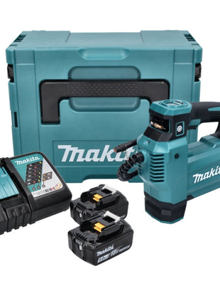 Compresor de batería Makita DMP 181 RTJ 18 V 11,1 bar + 2x baterías 5,0 Ah + cargador + Makpac